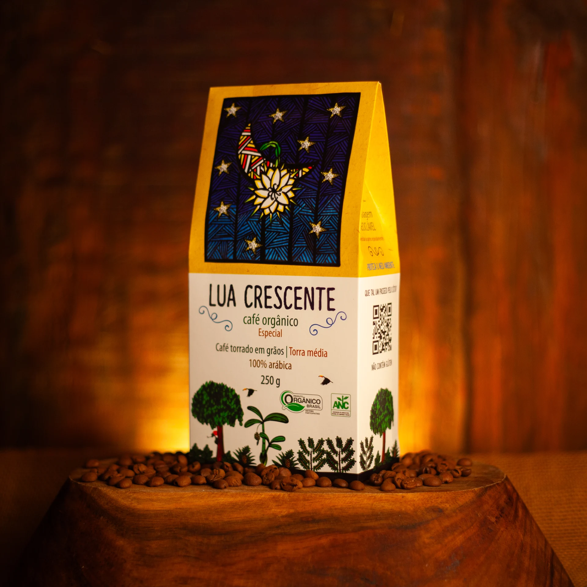 Café Flor da Lua - Lua Crescente Café Orgânico Especial - Embalagem Lua Crescente 250g (Torra Media)